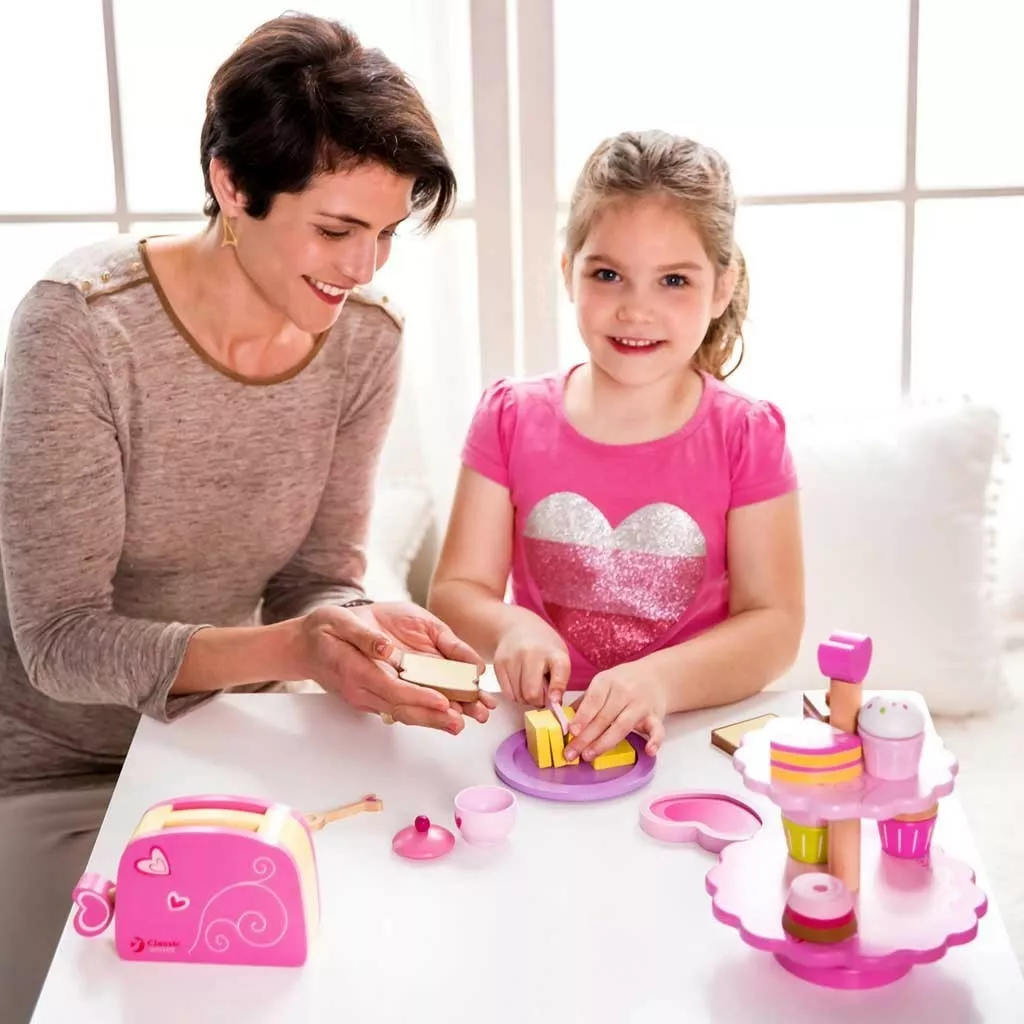 Children's wooden toy toaster for playing