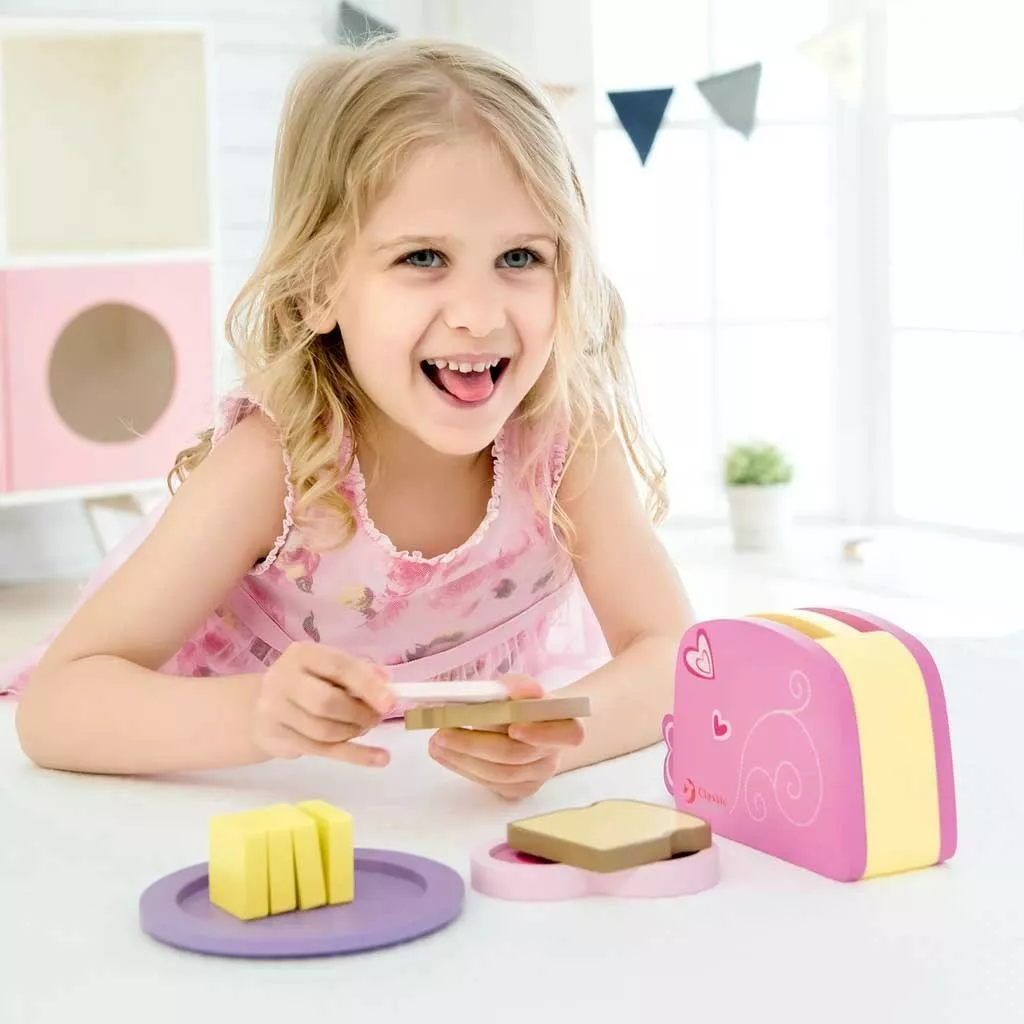 Children's wooden toy toaster for playing