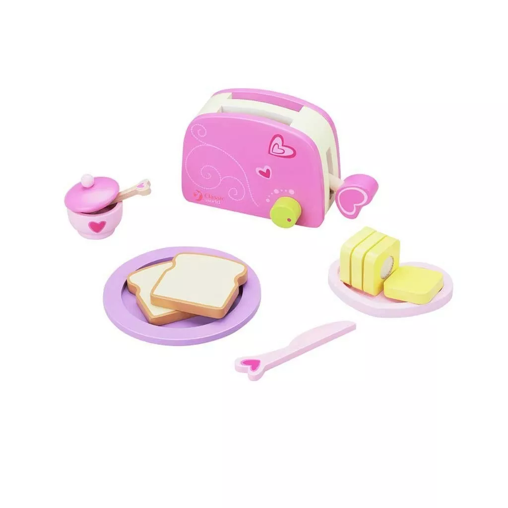 Children's wooden toy toaster for playing