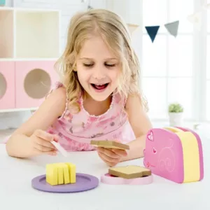 Children's wooden toy toaster for playing