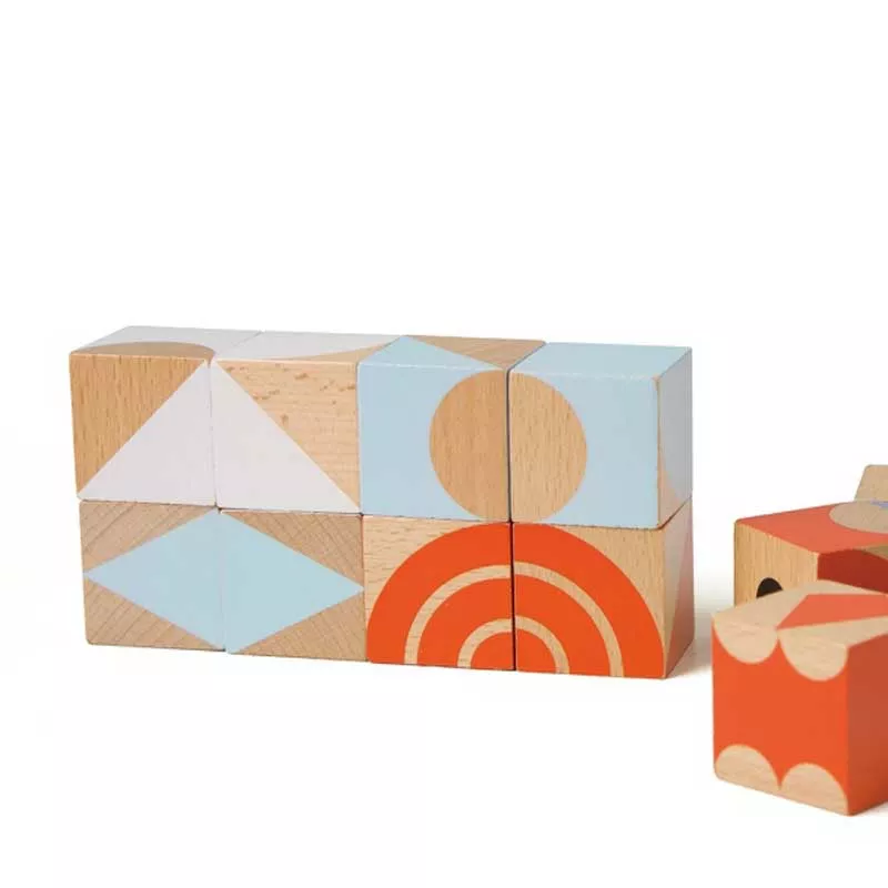 Children's puzzle made of wooden blocks - geometric shapes