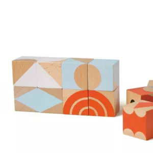Children's puzzle made of wooden blocks - geometric shapes
