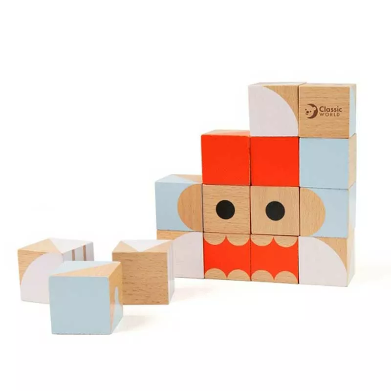 Children's puzzle made of wooden blocks - geometric shapes