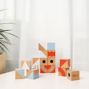 Children's puzzle made of wooden blocks - geometric shapes