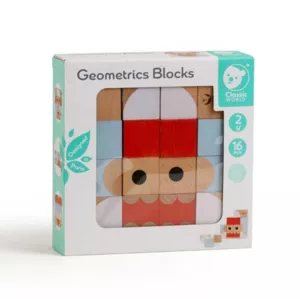 Children's puzzle made of wooden blocks - geometric shapes