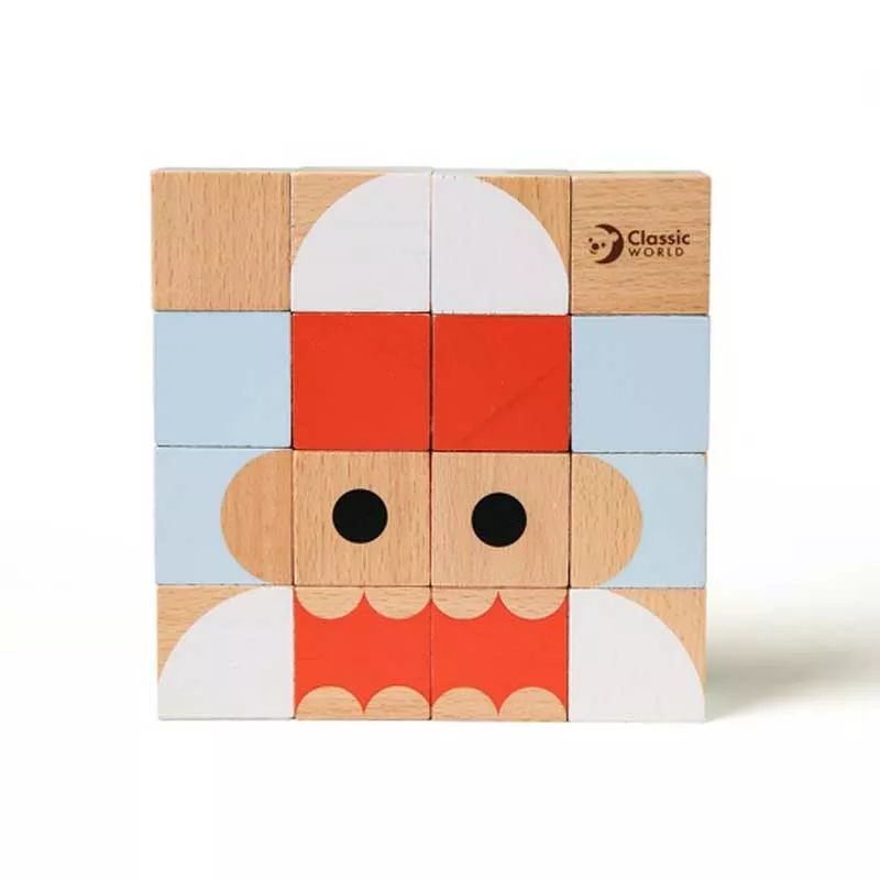 Children's puzzle made of wooden blocks - geometric shapes