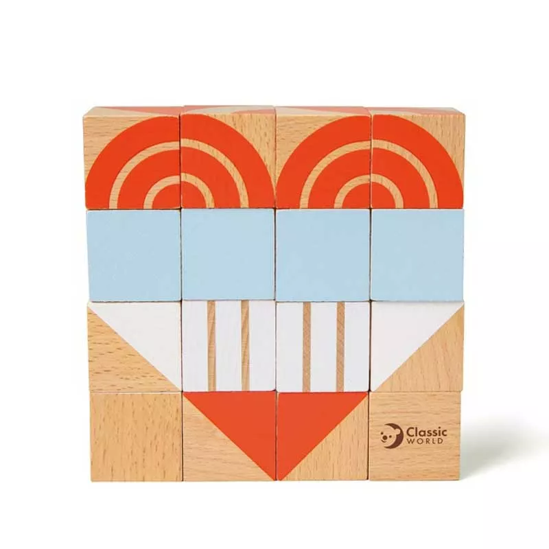 Children's puzzle made of wooden blocks - geometric shapes