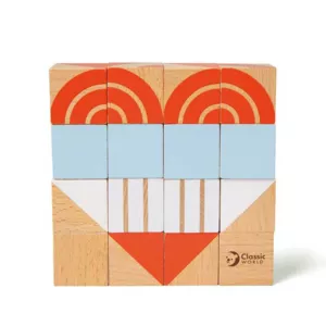 Children's puzzle made of wooden blocks - geometric shapes