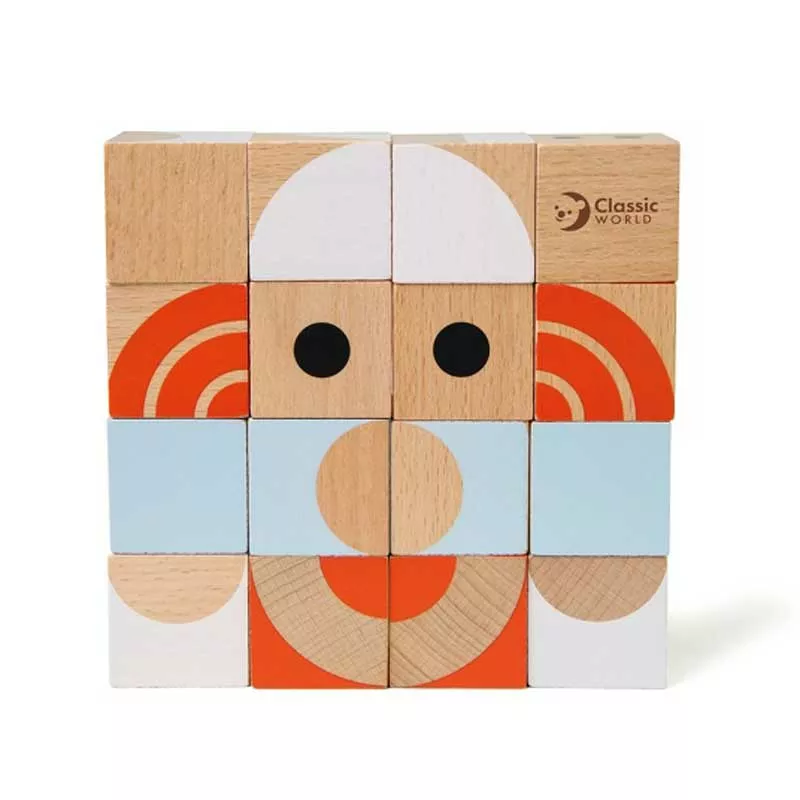 Children's puzzle made of wooden blocks - geometric shapes
