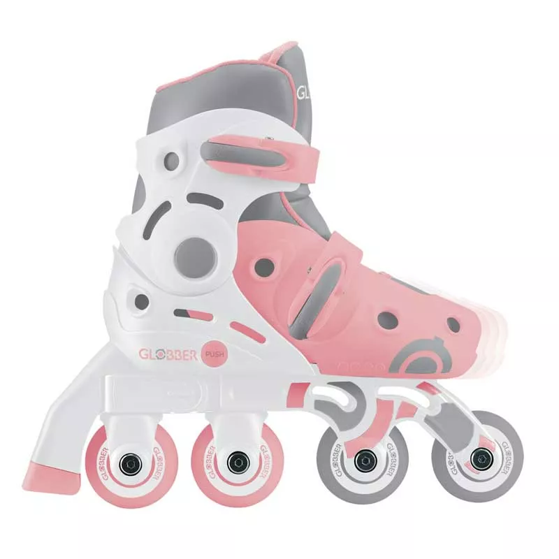 Children's roller skates GLOBBER 2 in 1, size 26-29, pastel pink