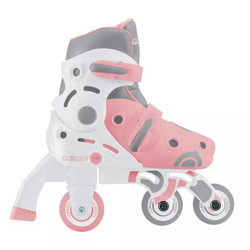 Children's roller skates GLOBBER 2 in 1, size 26-29, pastel pink