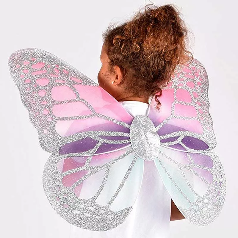 Children's silver wings of a sparkling butterfly, 56 cm