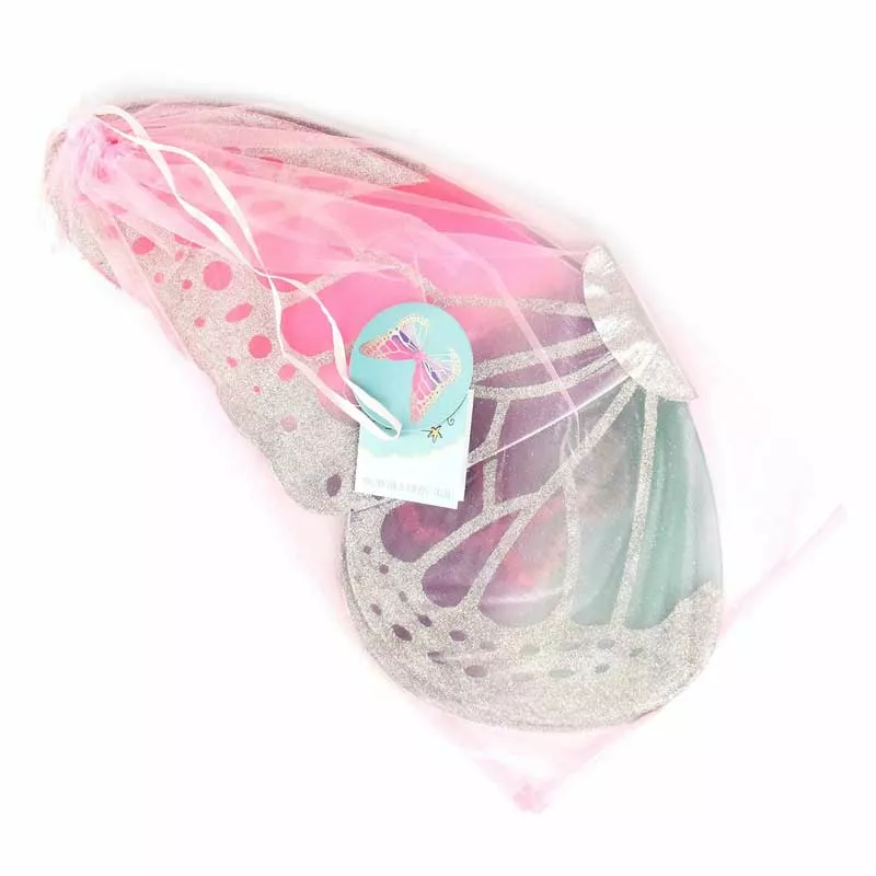 Children's silver wings of a sparkling butterfly, 56 cm