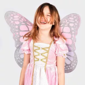 Children's silver wings of a sparkling butterfly, 56 cm