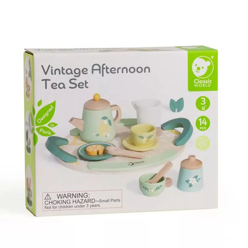 Children's vintage wooden tea set for afternoon tea