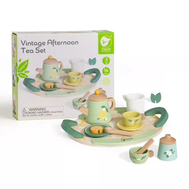 Children's vintage wooden tea set for afternoon tea