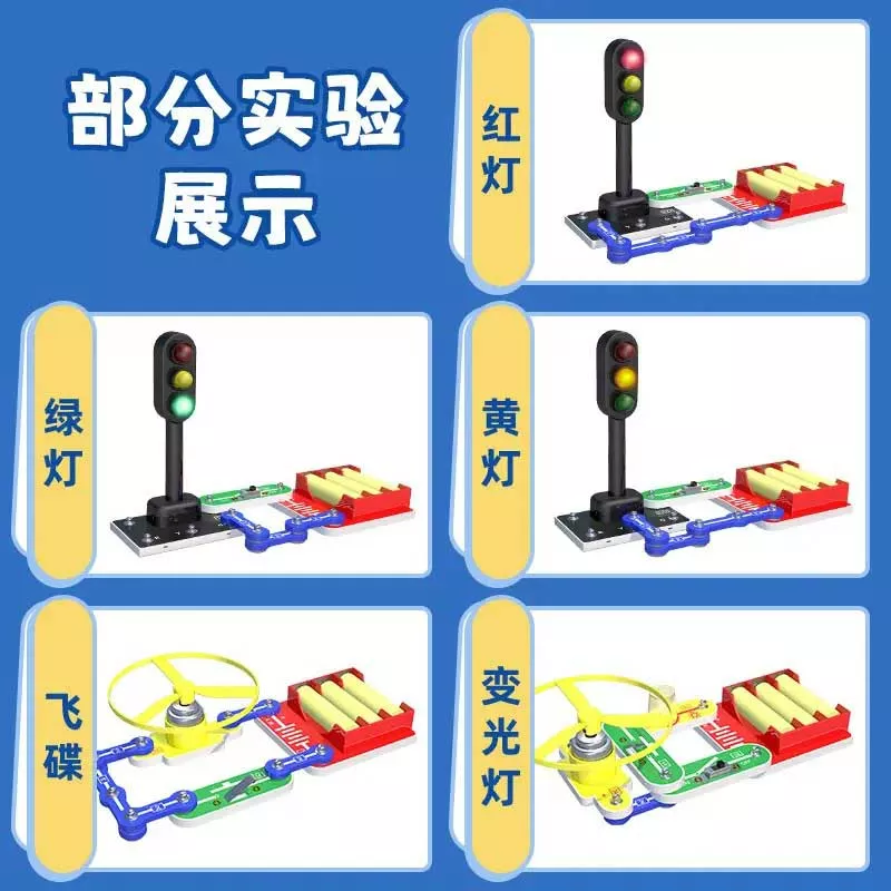 Experiment with electrical circuits for children - traffic light