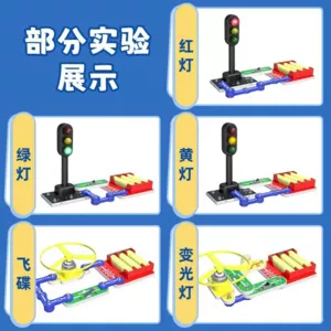 Experiment with electrical circuits for children - traffic light