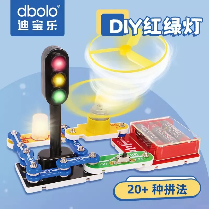 Experiment with electrical circuits for children - traffic light