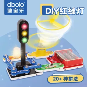 Experiment with electrical circuits for children - traffic light