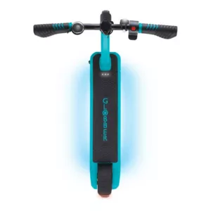 Electric scooter with glowing platform GLOBBER E-MOTION 11 for children over 8 years old - blue-green