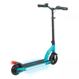 Electric scooter with glowing platform GLOBBER E-MOTION 11 for children over 8 years old - blue-green