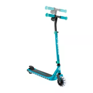 Electric scooter with glowing platform and wheels GLOBBER E-MOTION 6 - emerald green