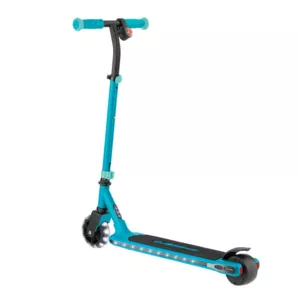 Electric scooter with glowing platform and wheels GLOBBER E-MOTION 6 - emerald green