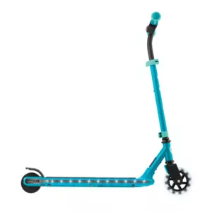 Electric scooter with glowing platform and wheels GLOBBER E-MOTION 6 - emerald green
