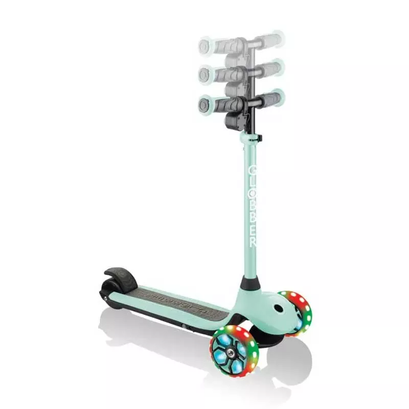Electric scooter with light-up wheels GLOBBER E-MOTION 4 PLUS for children over 6 years old - mint green
