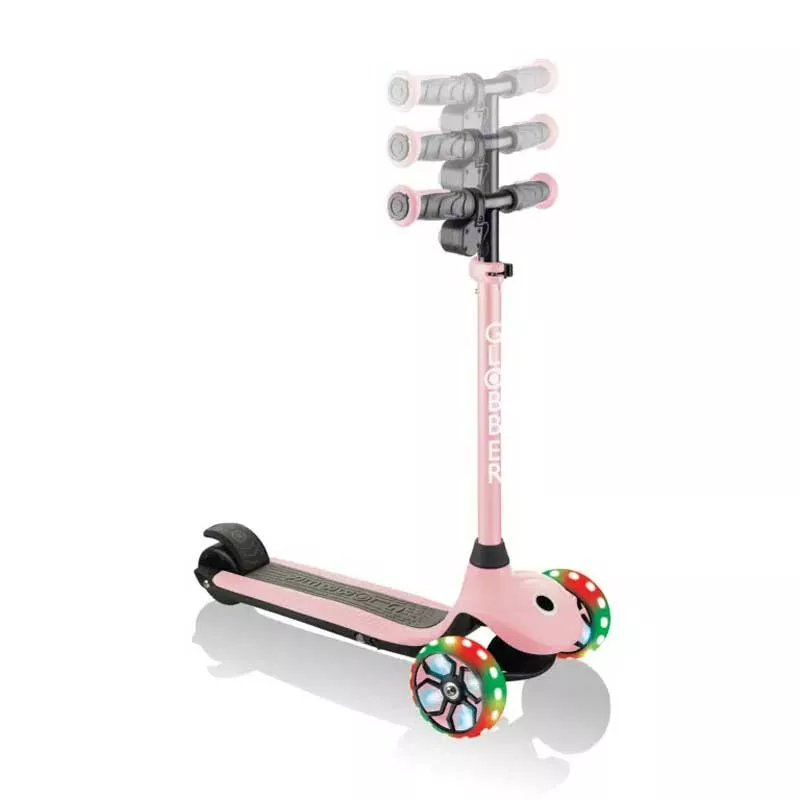 Electric scooter with light-up wheels GLOBBER E-MOTION 4 PLUS for children over 6 years old - pastel pink.