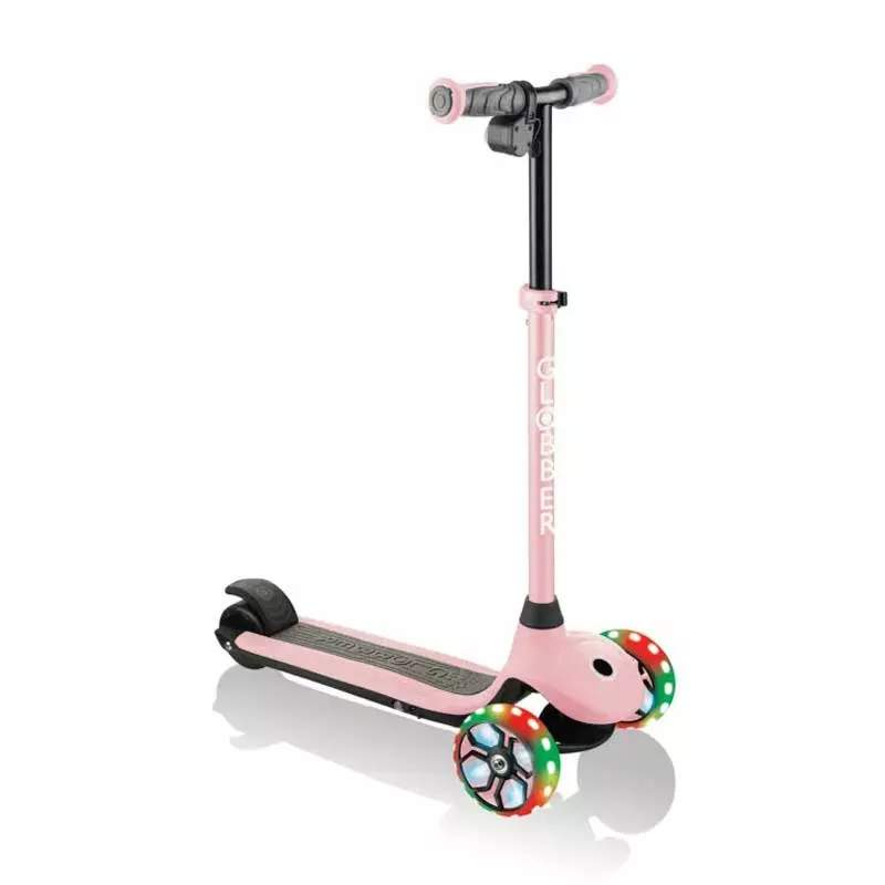 Electric scooter with light-up wheels GLOBBER E-MOTION 4 PLUS for children over 6 years old - pastel pink.
