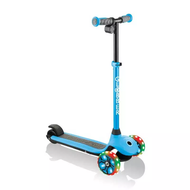 Electric scooter with light-up wheels GLOBBER E-MOTION 4 PLUS for children over 6 years old - light blue