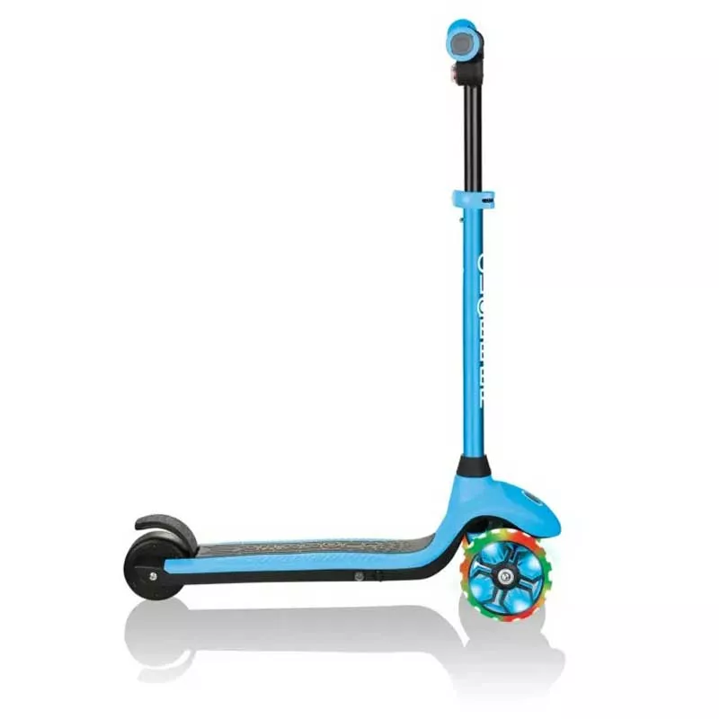 Electric scooter with light-up wheels GLOBBER E-MOTION 4 PLUS for children over 6 years old - light blue