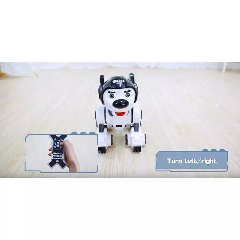 Interactive police dog - robot with a black helmet
