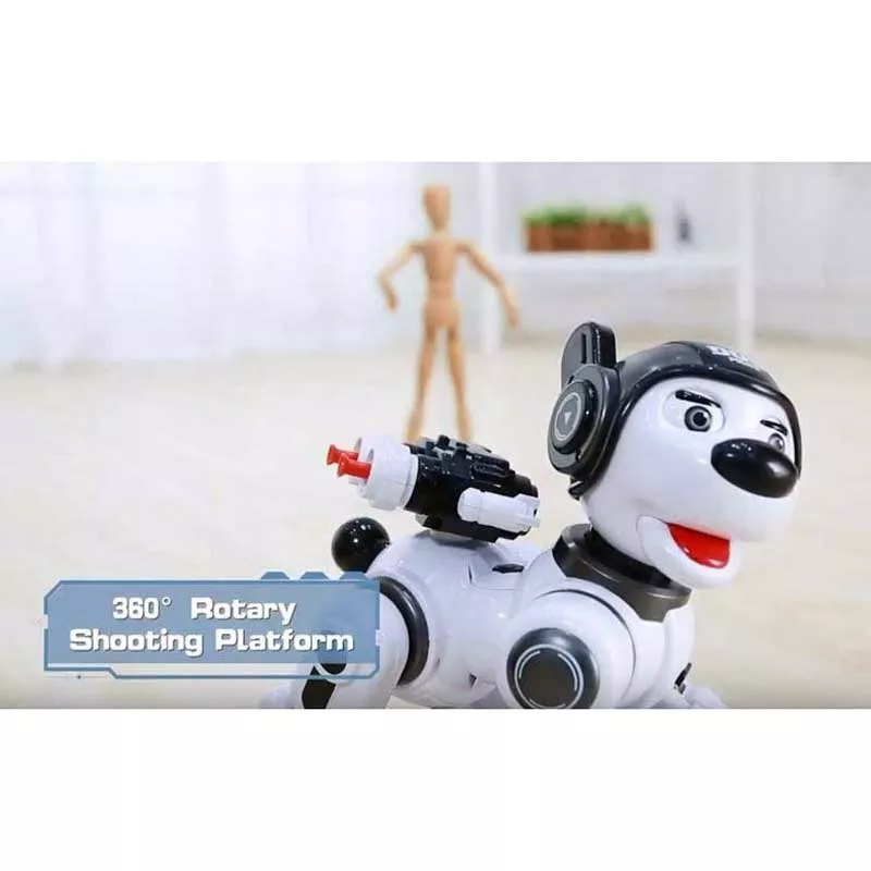 Interactive police dog - robot with a black helmet