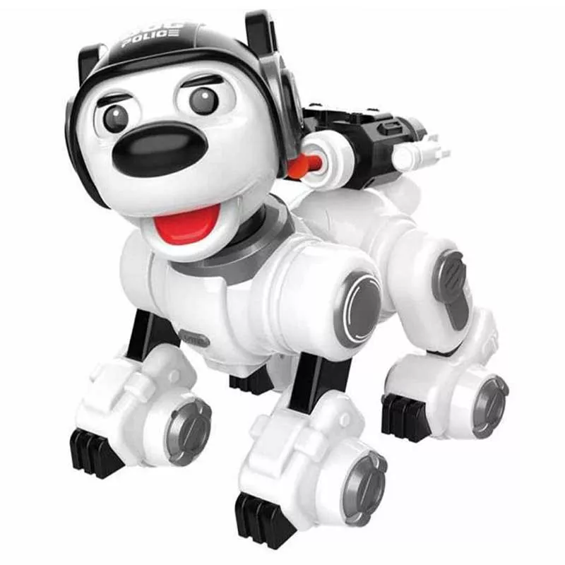 Interactive police dog - robot with a black helmet
