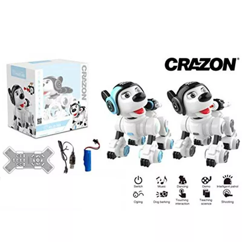 Interactive police dog - robot with a blue helmet