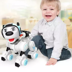 Interactive police dog - robot with a blue helmet