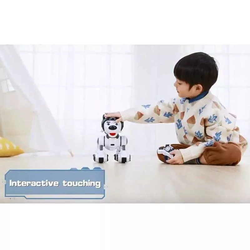 Interactive police dog - robot with a blue helmet