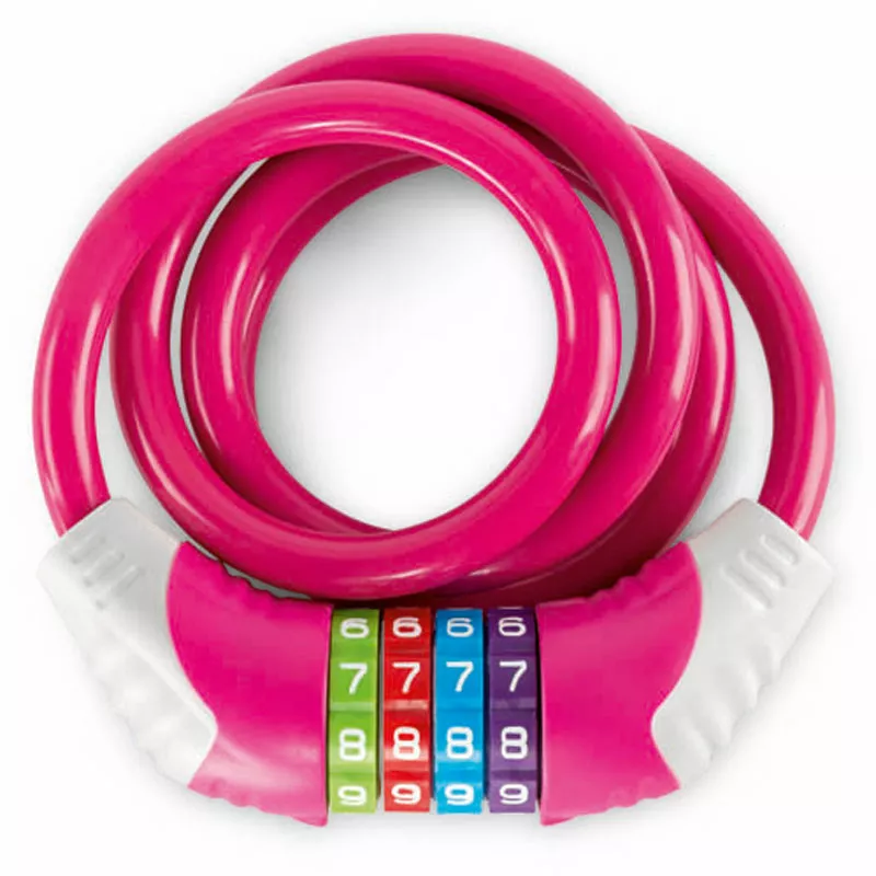 Bike lock with combination from the KS series, pink
