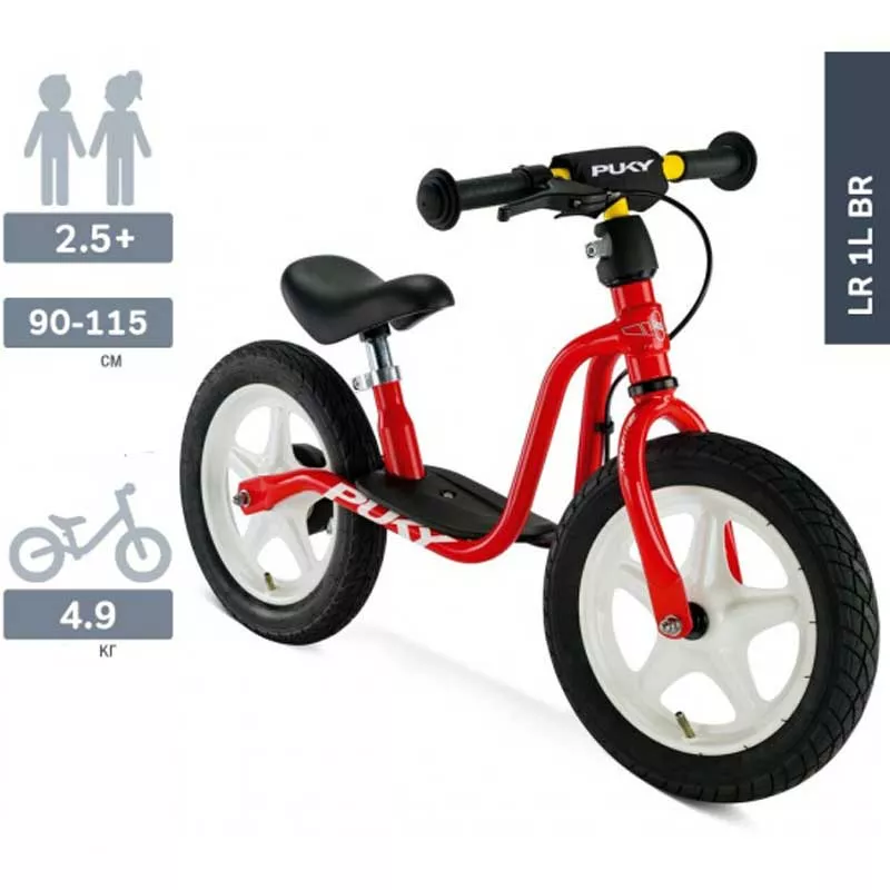 Balance bike with brake and stand Puky LR 1L BR - red