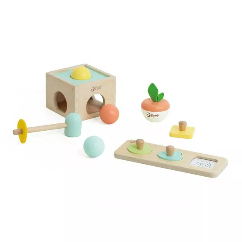 Set of educational toys for babies aged 6-12 months made of wood