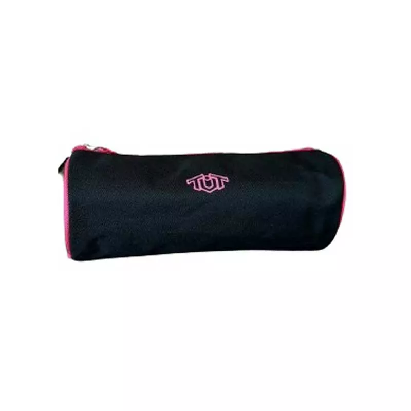 Round pencil case for school Toneuptone black/pink