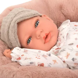 Doll-baby Andy in a beige set with accessories - 40 cm, real weight