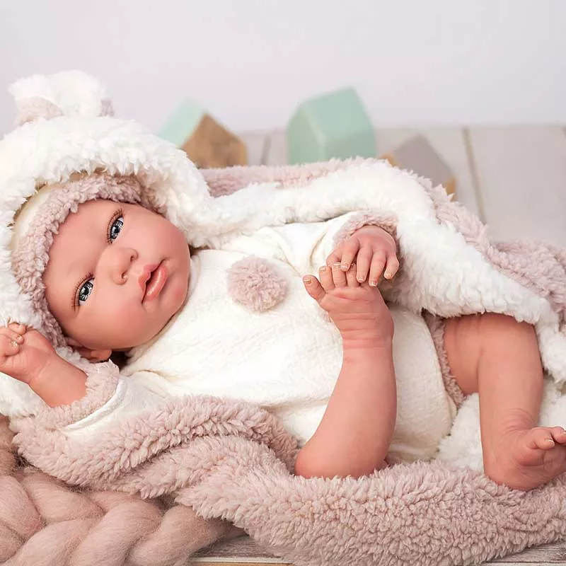 Doll baby Anna with a plush blanket and accessories, real weight - 40 cm