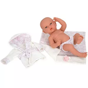 Baby doll Aria with post-bath accessories in white - 38 cm