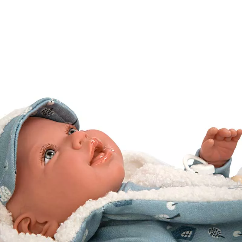 Кукла-бебе Бруно със син костюм и аксесоари - 45 см