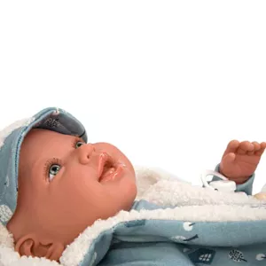 Кукла-бебе Бруно със син костюм и аксесоари - 45 см