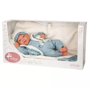 Кукла-бебе Бруно със син костюм и аксесоари - 45 см